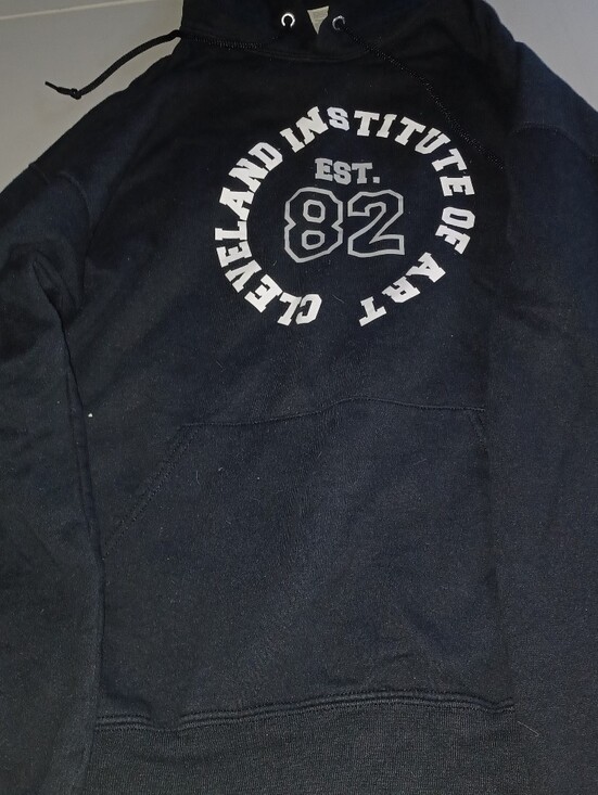 Jerzees Tops - Jerzees Black Hooded Sweatshirt with White Label